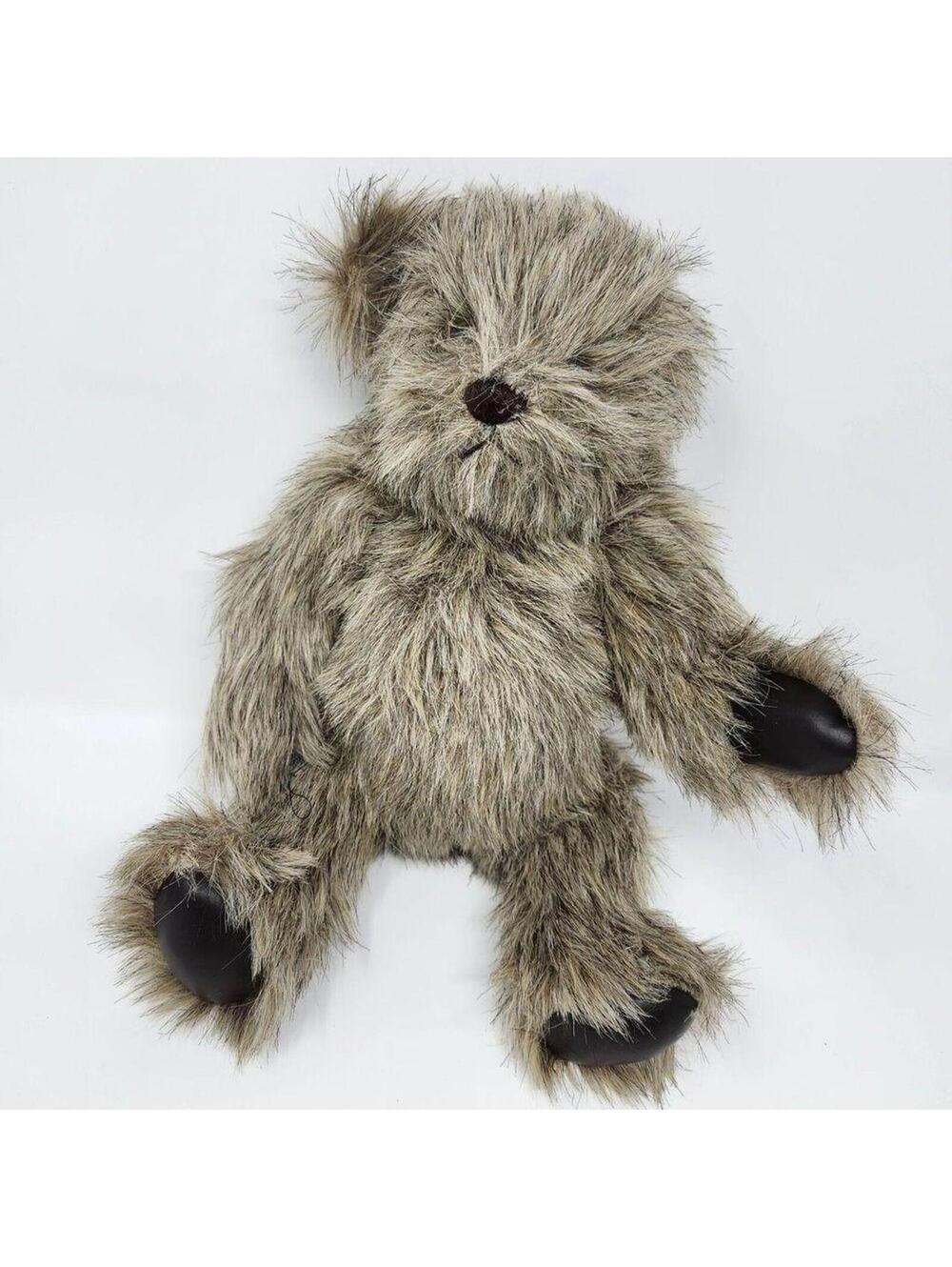 Vintage Jointed Plush Artisan Made Teddy Bear Vegan Leather Paws 14 Inch